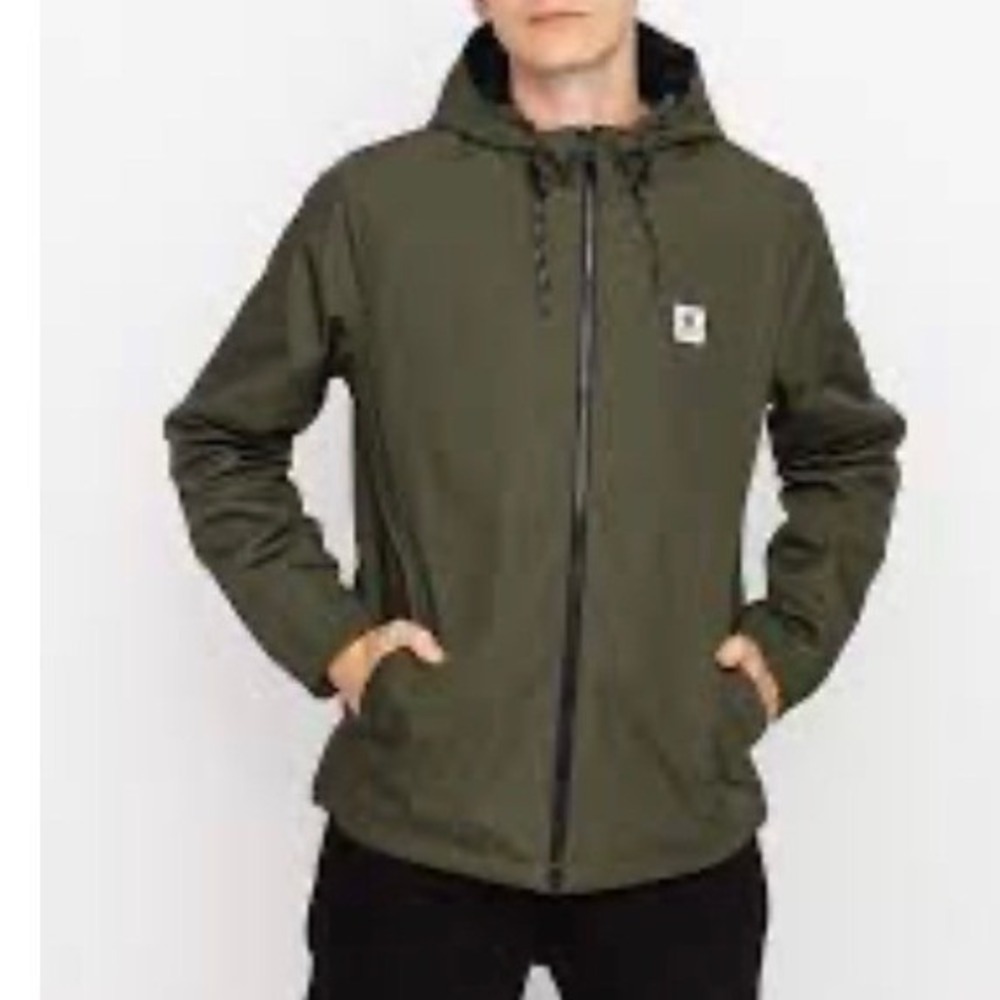 Element Alder Jacket Mens Full Zip Hooded‎ Lightweight Olive Green Casual Coat